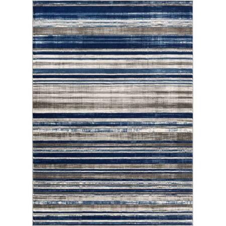 WELL WOVEN Signature Stripes Modern Distressed Rug, Blue - 7 ft. 10 in. x 9 ft. 10 in. AM-74-7